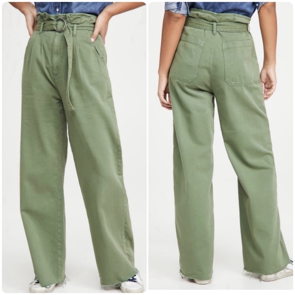 Boyish Clancy Paperbag Wide Leg Belted Pant in Willow Size 28